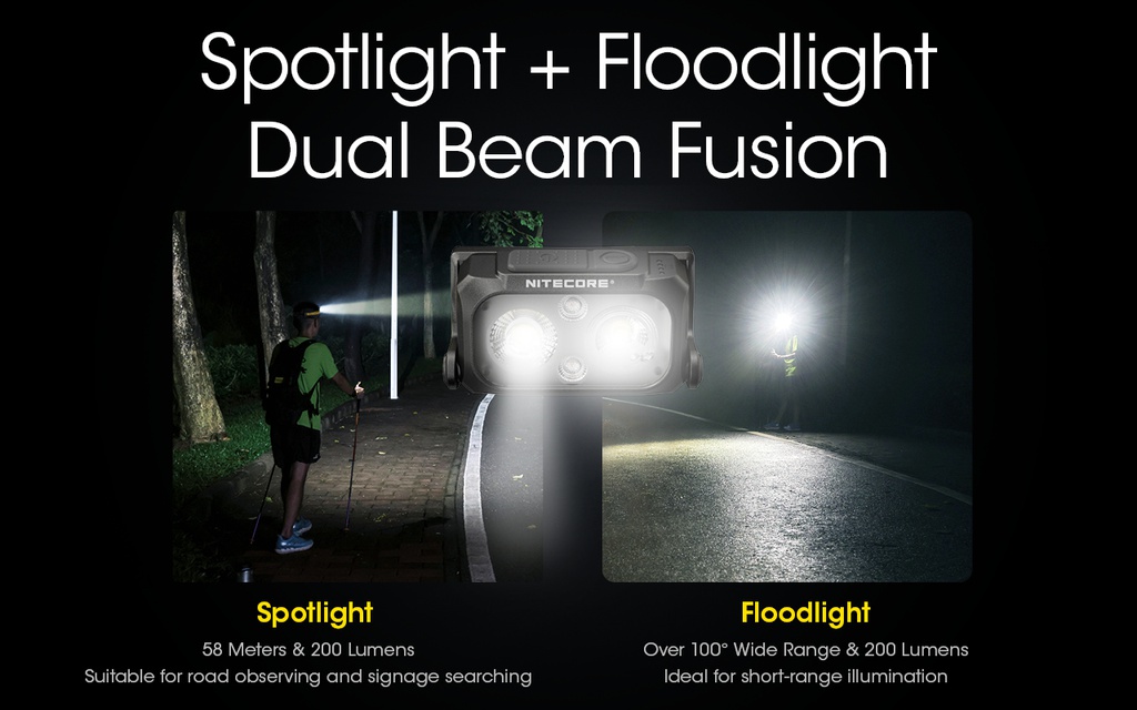 Flashlight: Nitecore NU25, Rechargeable Headlamp, 400 lumen, 64m