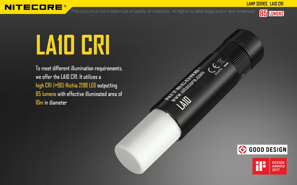 Flashlight: Nitecore LA10, Rechargeable, 135 lumen, 10m