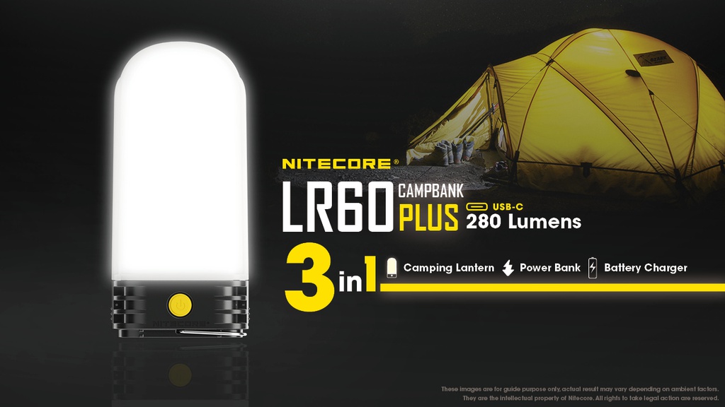 Flashlight: Nitecore LR60, Flashlight + Powerbank + Battery charger