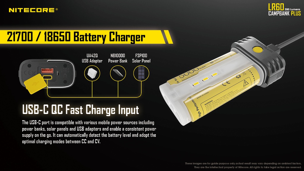 Flashlight: Nitecore LR60, Flashlight + Powerbank + Battery charger