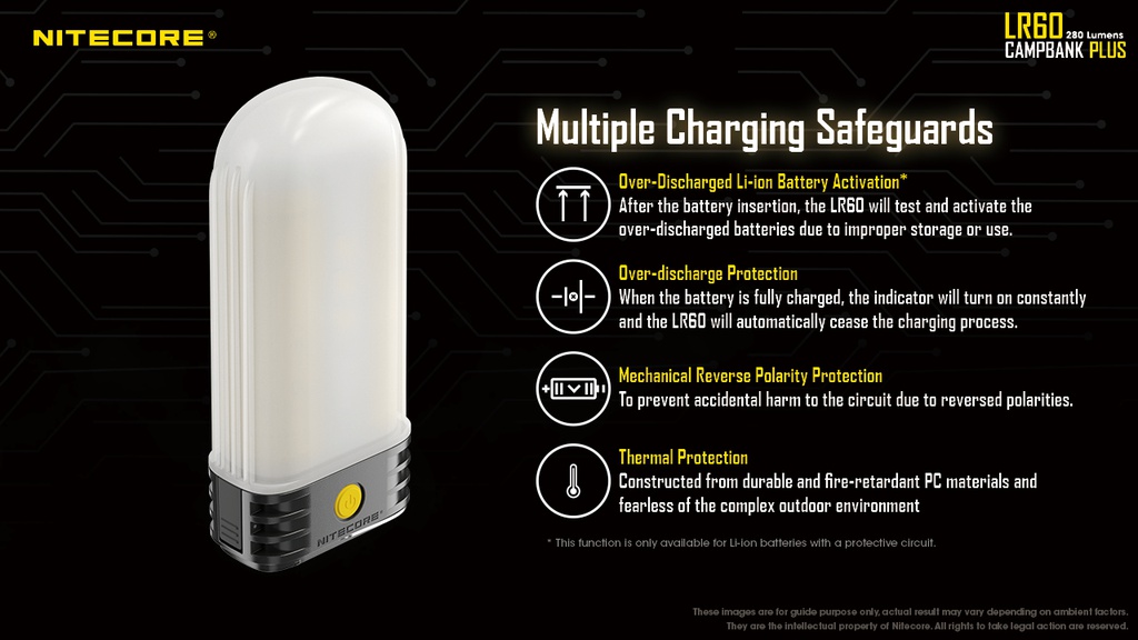 Flashlight: Nitecore LR60, Flashlight + Powerbank + Battery charger