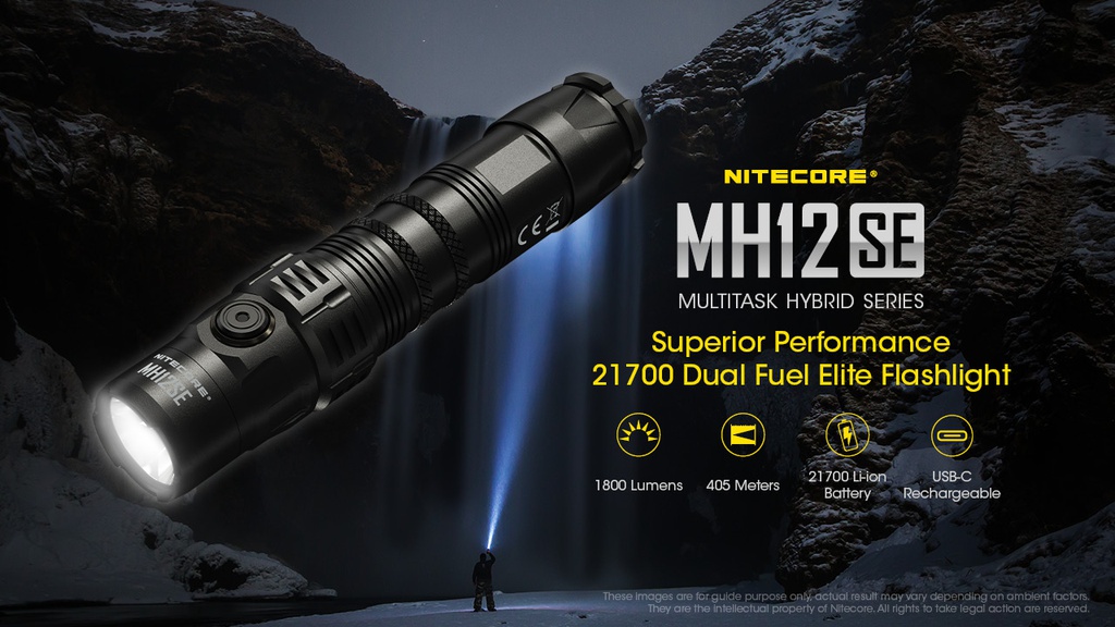 Flashlight: Nitecore MH12SE, EDC Flashlight, 1800 lumen, 405m