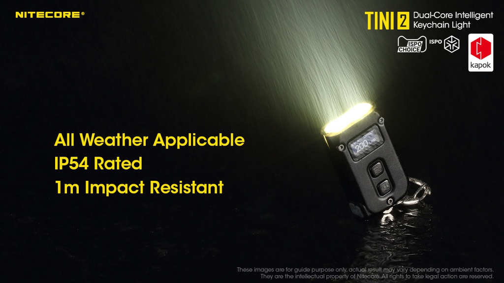 Flashlight: Nitecore TINI2, Rechargeable Keychain Light, 500 lumen, 89m