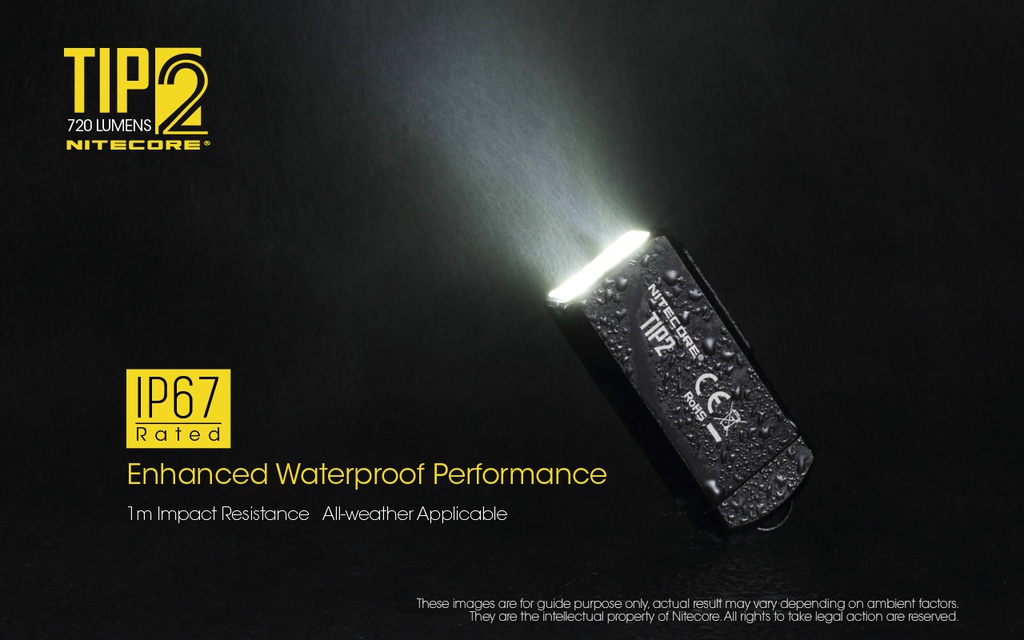 Flashlight: Nitecore TIP2, Rechargeable Metallic Keychain Light, 720 lumen, 93m