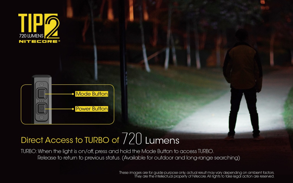 Flashlight: Nitecore TIP2, Rechargeable Metallic Keychain Light, 720 lumen, 93m