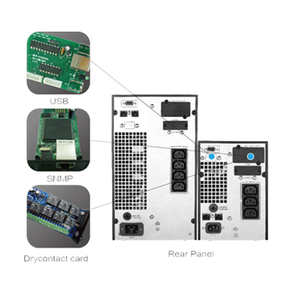 UPS: KSTAR MP1KS 1KVA/900W, 36V, include 3* 9AH battery, IEC output, With USB, SNMP slot(not include SNMP card)