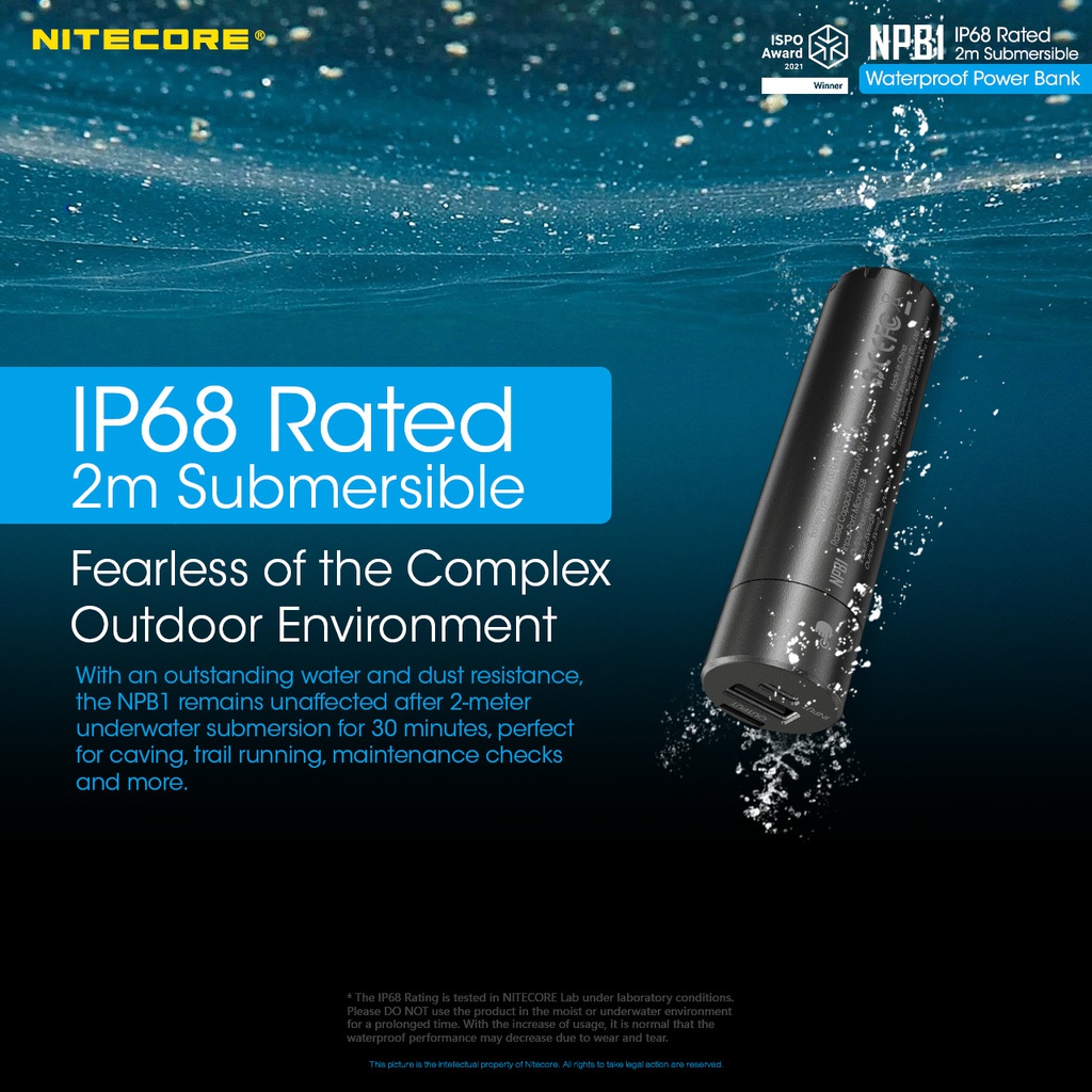 Power Bank: Nitecore NPB Series, Water ressistance