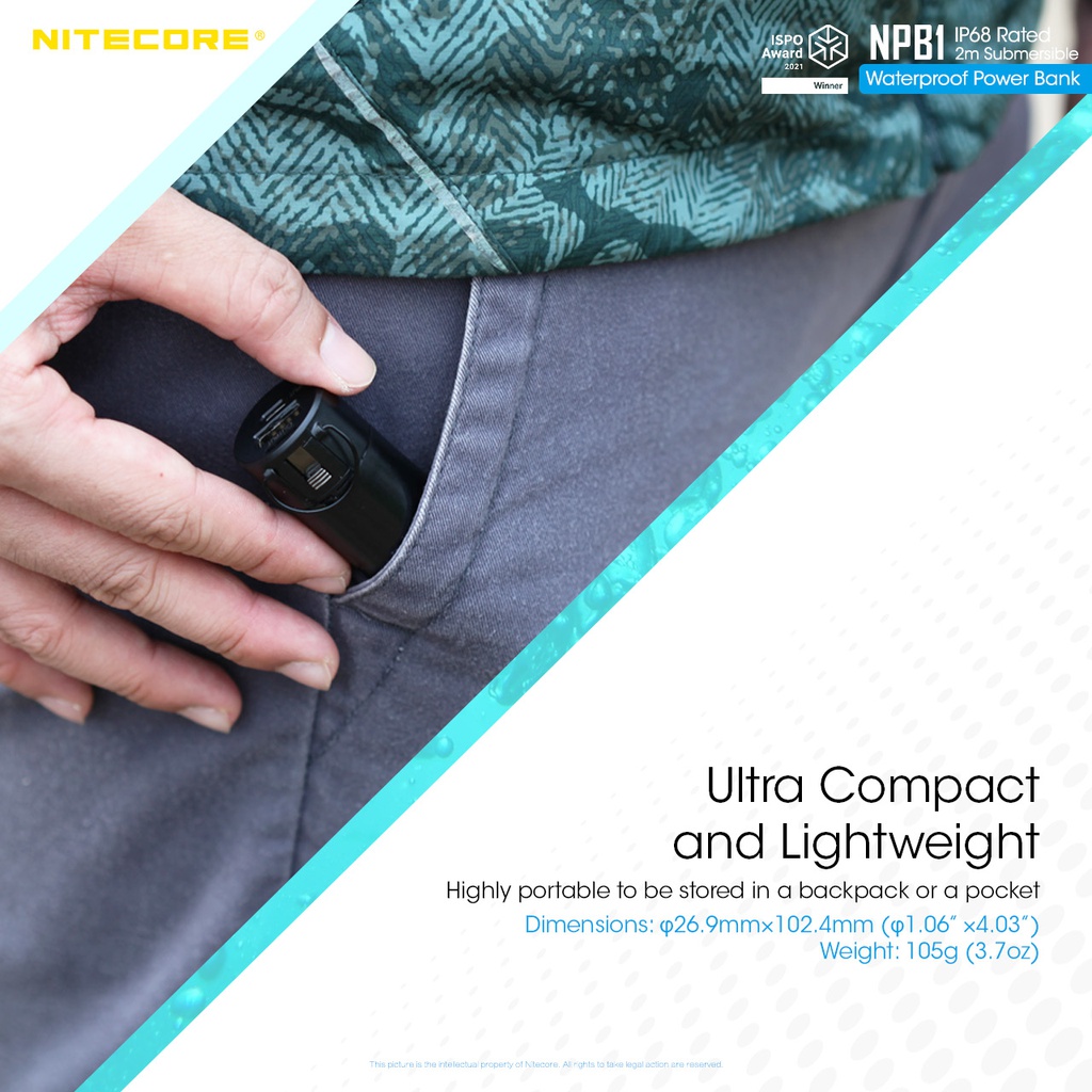 Power Bank: Nitecore NPB Series, Water ressistance