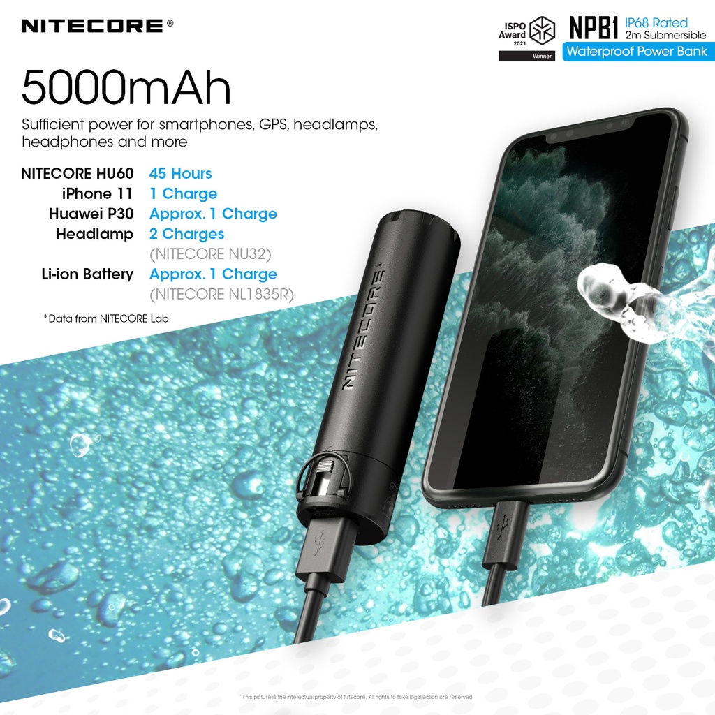 Power Bank: Nitecore NPB Series, Water ressistance