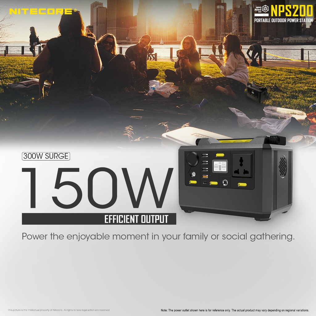 Solar Generator: Nitecore Power Station NPS Series, DC Input, Output: 220VAC, 12VDC, USB, USB-C, USB-QC