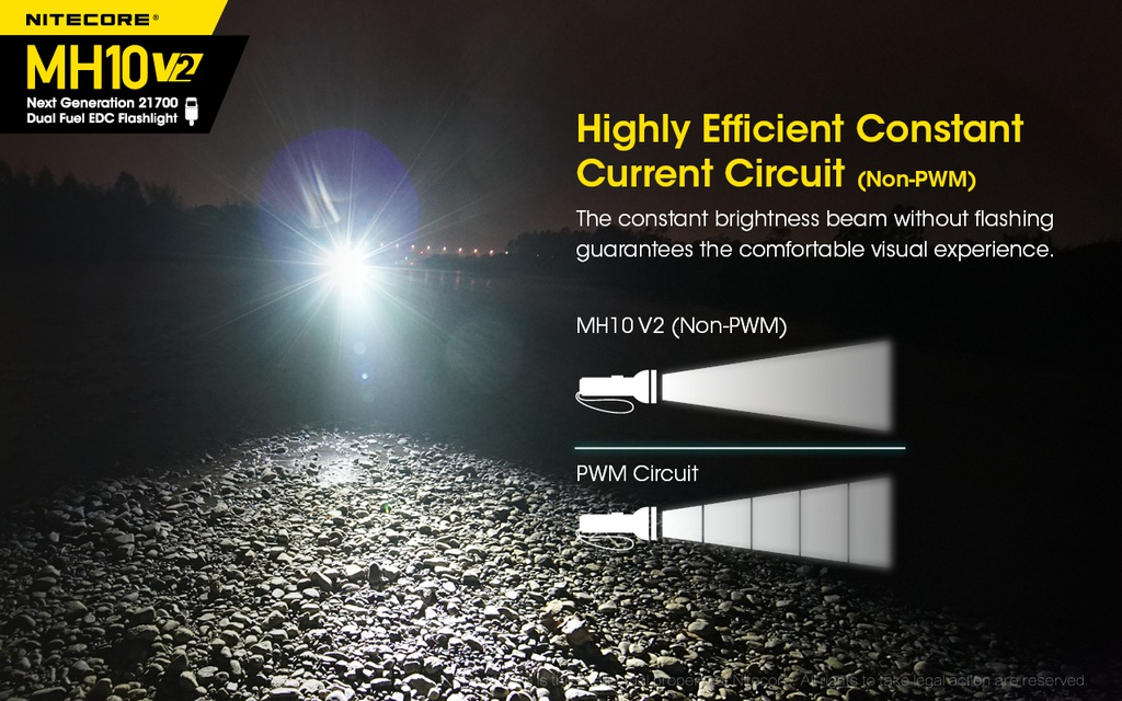 Flashlight: Nitecore MH10 V2, EDC Flashlight, 1200 lumen, 202m