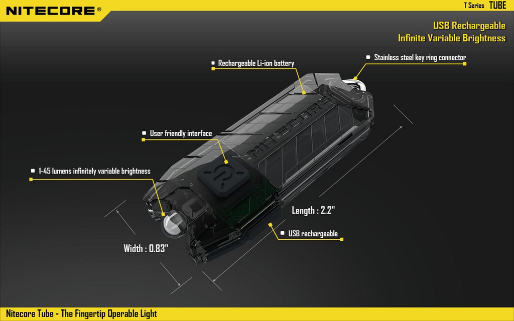 Flashlight: Nitecore TUBE, Rechargeable Keychain Light, 45 lumen, 24m