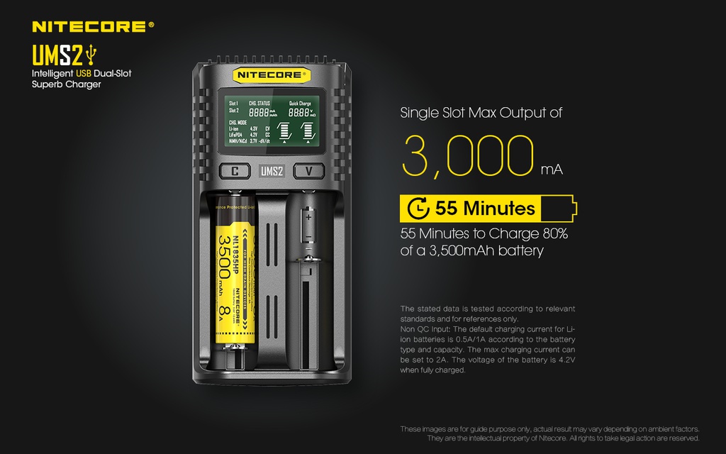 Battery Charger: Nitecore UMS2, Intelligent USB Superb Charger