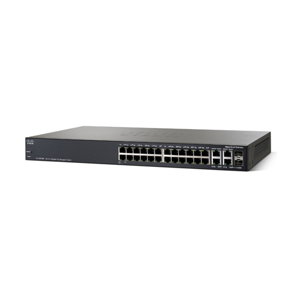 PoE Switch: Cisco SG300-28P 28-Port Gigabit PoE Managed Switch, 26* GbE  2* Combo Giga SFP, L2/L3 managed