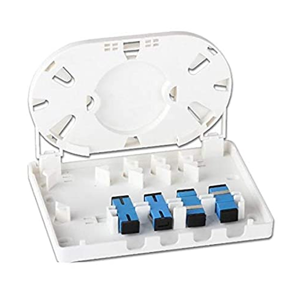 FTTH: SPL Termination box, 4 Ports, SC, Single Mode, Simplex Adapters, Plastic