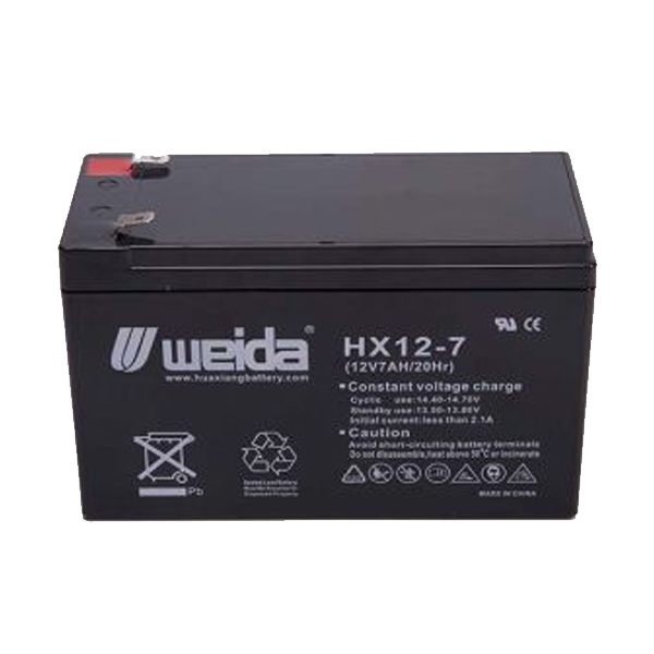 Battery: Weida HX12-7 F2, 12V/7Ah AGM VRLA, L151xW65xH94. 2.1kg