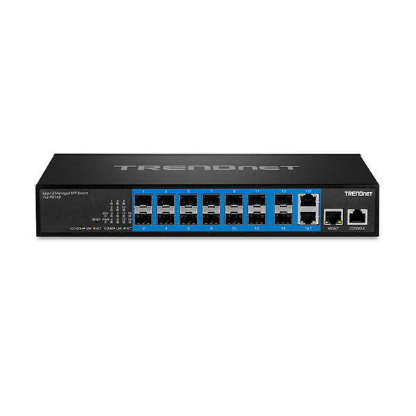 Managed Switch: Trendnet TL2-FG142 14-Port Gigabit Managed Layer 2 SFP Switch with 2 Shared RJ-45 Ports