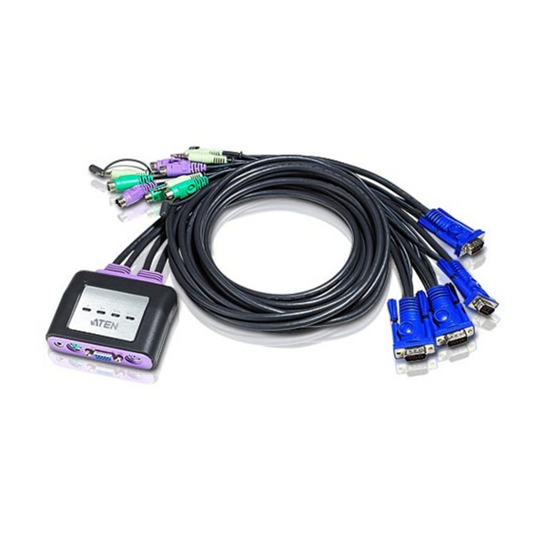 Aten CS64A 4-Port PS/2 VGA/Audio Cable KVM Switch (1.8m)
