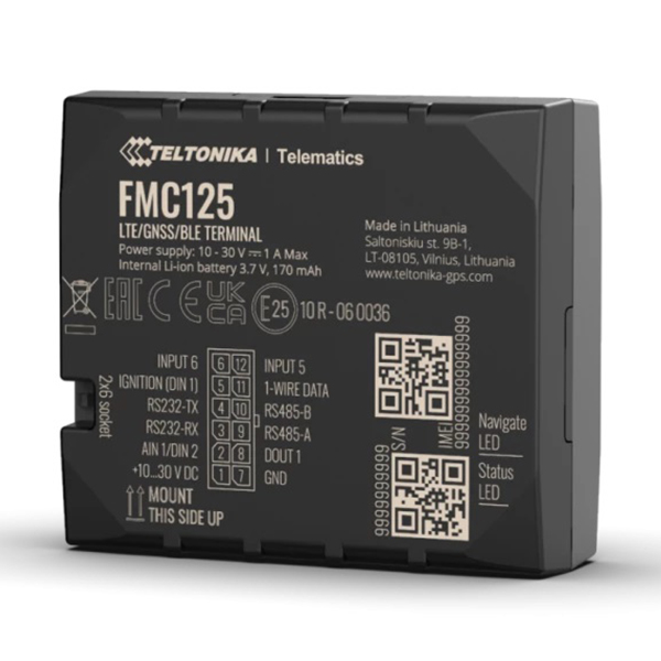 Tracker: Teltonika FMC125 Fleet Management System, GPS/GNSS/BLE, 4G LTE Cat1, Flexible inputs