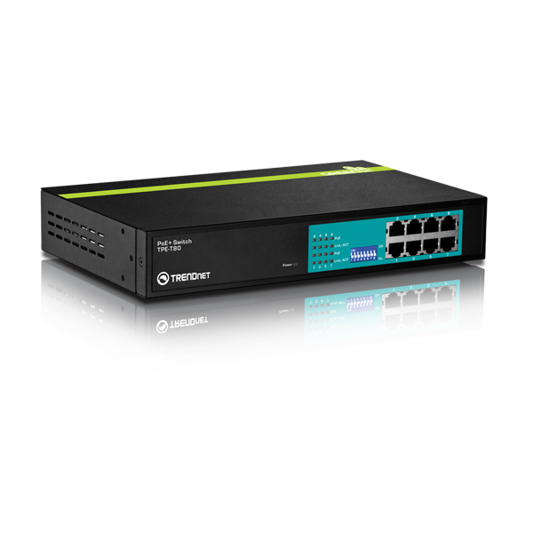 Trendnet TPE-T80 8-Port 30 Watt 10/100Mbps PoE+ Switch