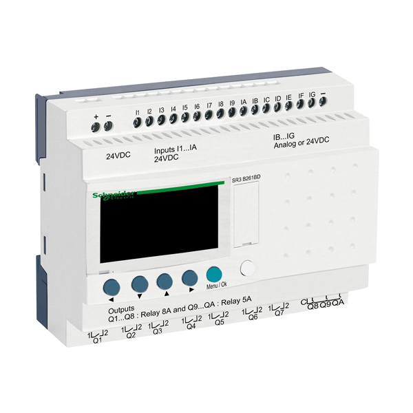 PLC: Schneider SR3B261BD Modular smart relay Zelio Logic - 26 I O - 24 V DC - clock - display