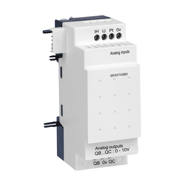 PLC: Schneider SR3XT43BD Analogue I/O extension module - 4 I O - 24 V DC - for Zelio Logic