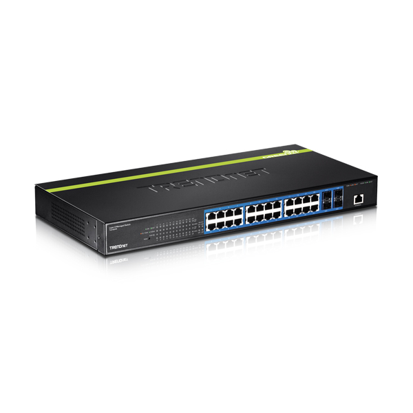 Managed Switch: Trendnet TL2-G244 24-Port Gigabit Layer 2 Switch w/ 4 Shared Mini-GBIC Slots