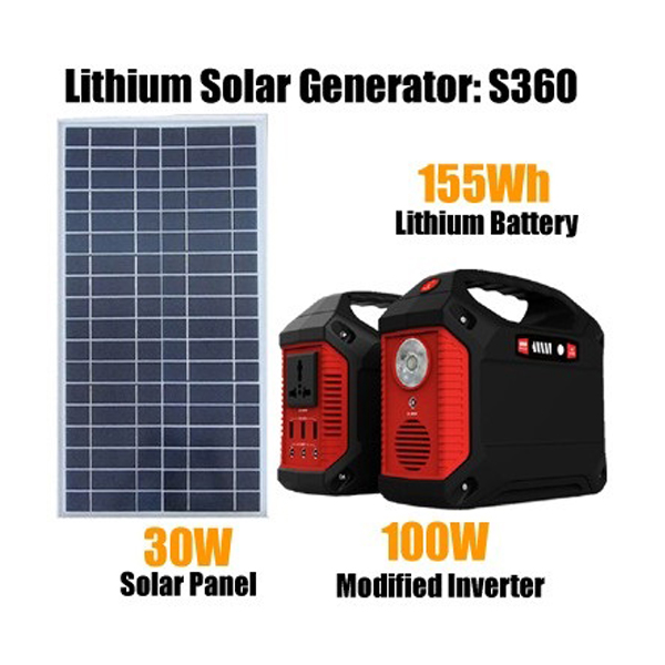 Solar Generator: HP S360, 100W, with 30W Solar Panel