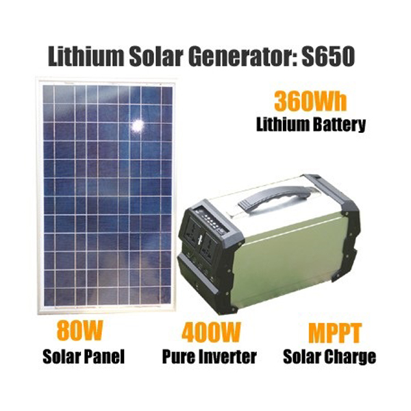 Solar Generator: HP S650, 400W, with 80W Solar Panel