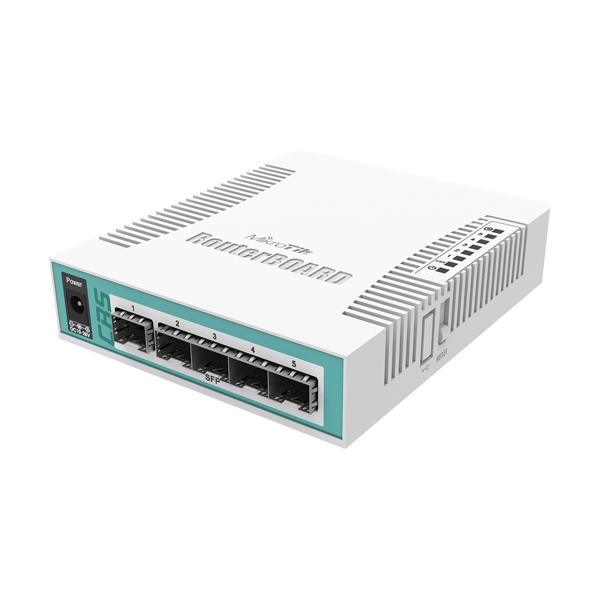 Switch: Mikrotik CRS106-1C-5S Cloud Router Switch, 5xSFP, GE/SFP combo, 400MHz CPU, 128MB RAM