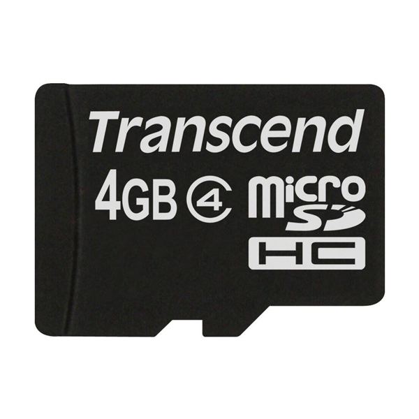 Memory Card: Transcend 4GB, Micro SDHC Class 4, No Adapter