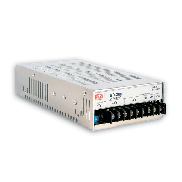 Power Supply: Meanwell SD-200C-48 DC-DC, Input 36-72V, Output 48V/4.2A